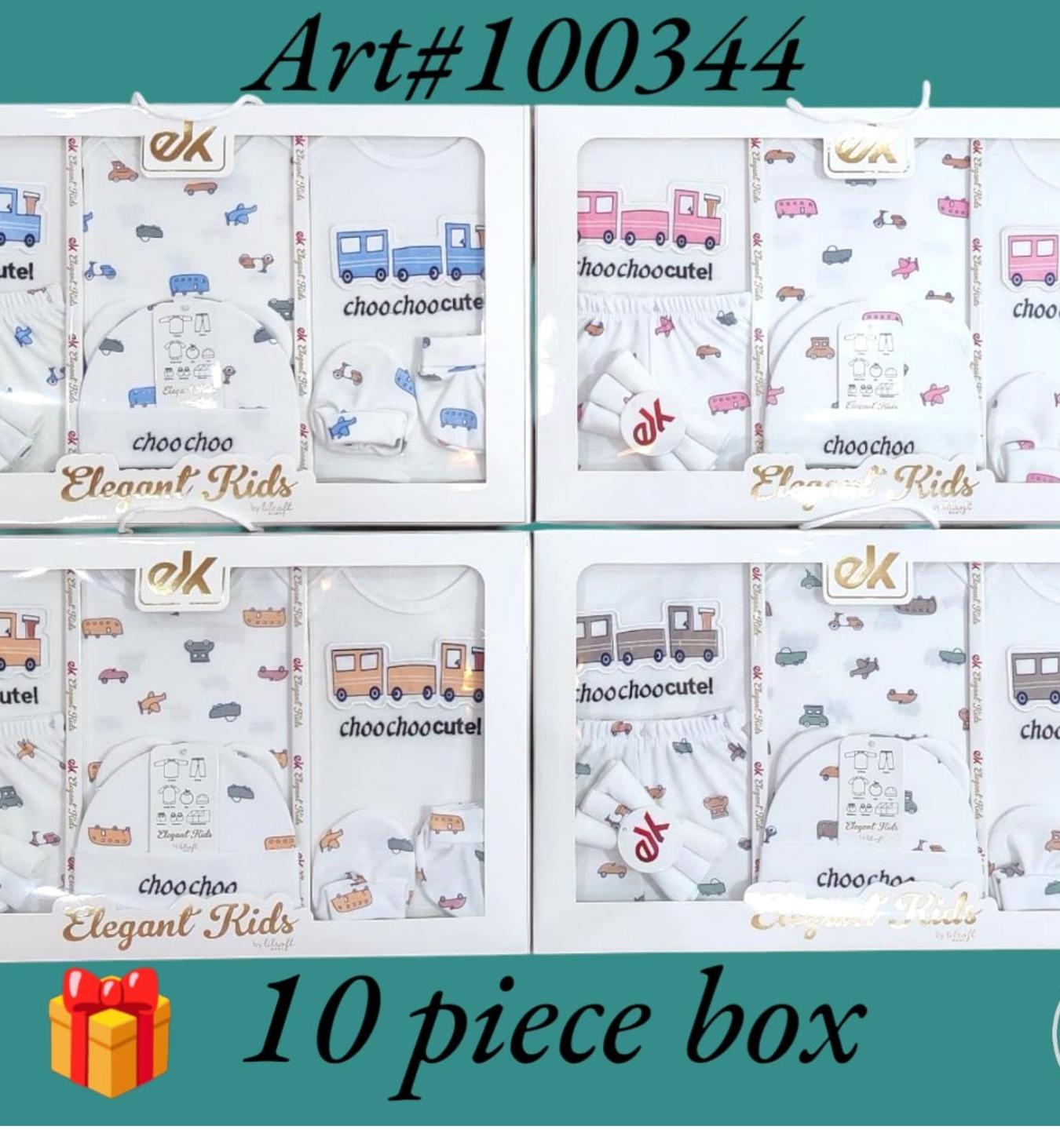 Elegant Kids 10-Piece Newborn Romper Clothing Gift Set – Chocobearuel Print - Azlan Mall