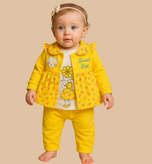 Sweet Cat Floral Baby Girl Suit – Soft Interlock Cotton - Azlan Mall