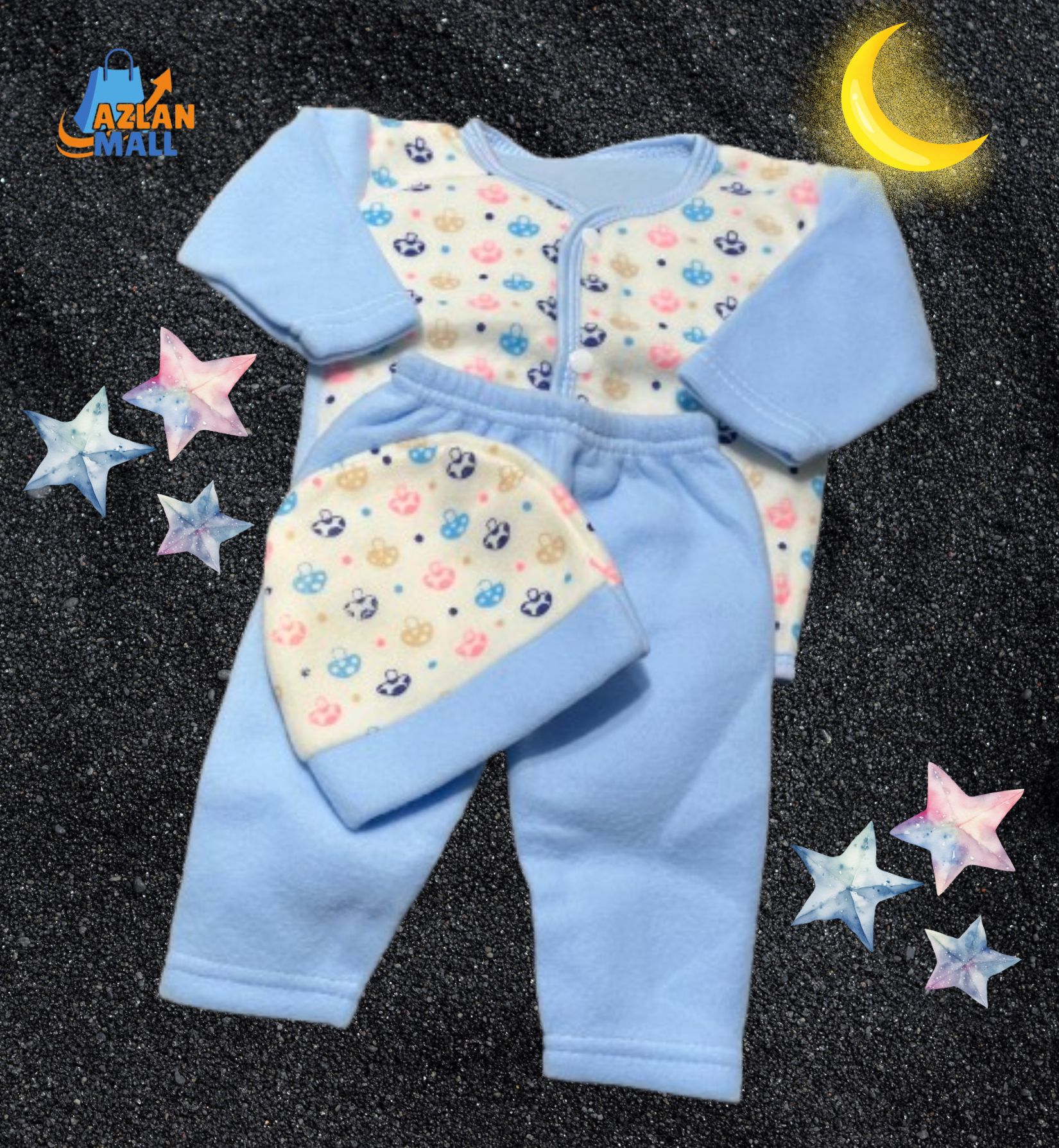 Zero Size Soft Baby Three-Piece Set – Multiple Colors - Azlan Mall