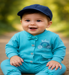 Zero Size Soft Peach Baby Romper Set with Cap – Carriage Embroidery & Bow Details - Azlan Mall