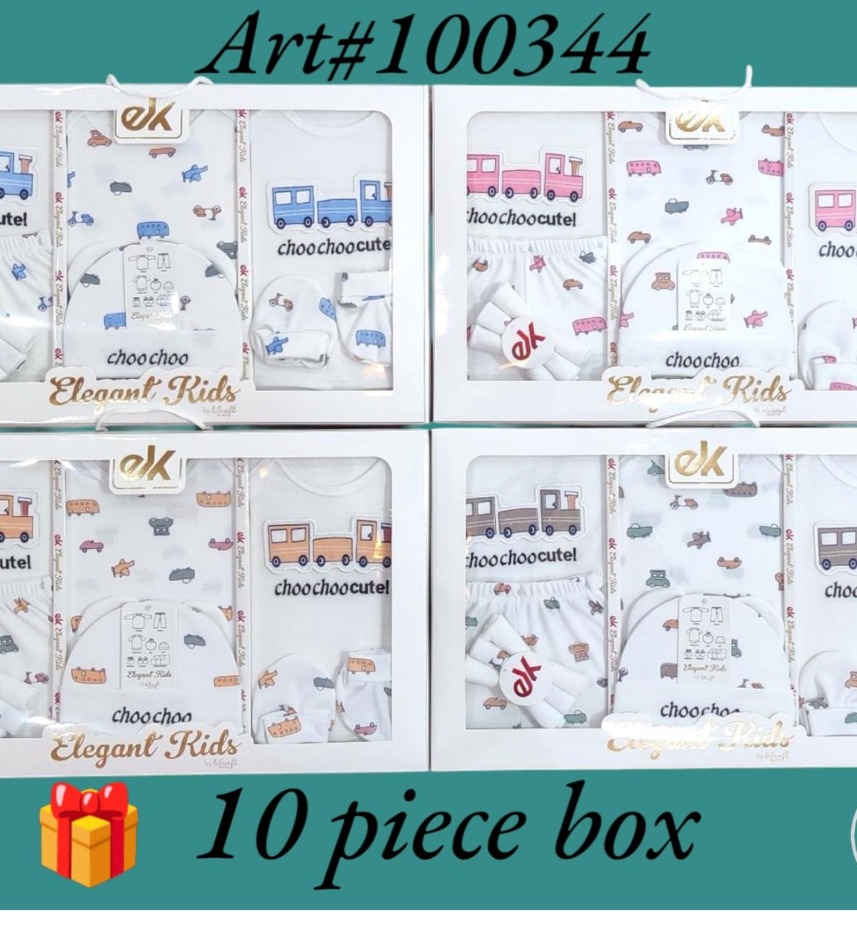 Elegant Kids 10-Piece Newborn Romper Clothing Gift Set – Chocobearuel Print - Azlan Mall