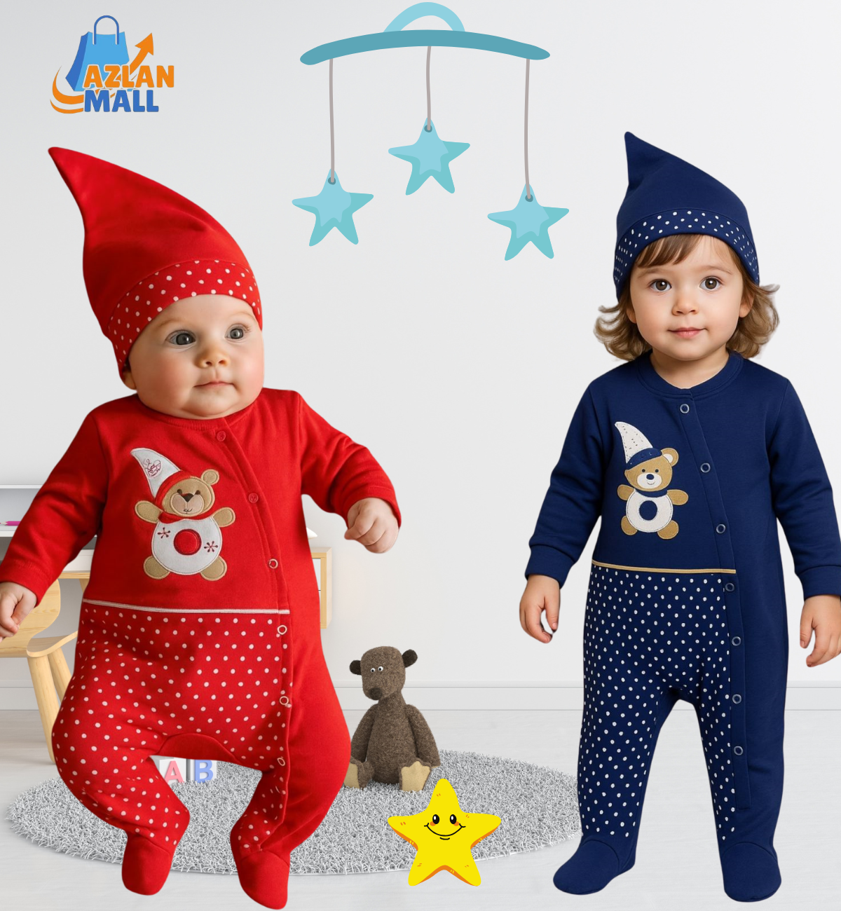 Adorable Baby Romper Set with Bear Design - Azlan Mall