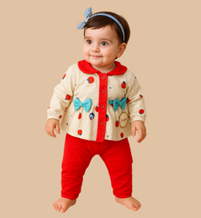 Baby Girl Red Cream & Blue Cream 2-Piece Set - Azlan Mall