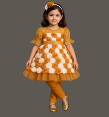 Mustard and White Floral Party Dress for Girls – Sizes 18/22 - Azlan Mall
