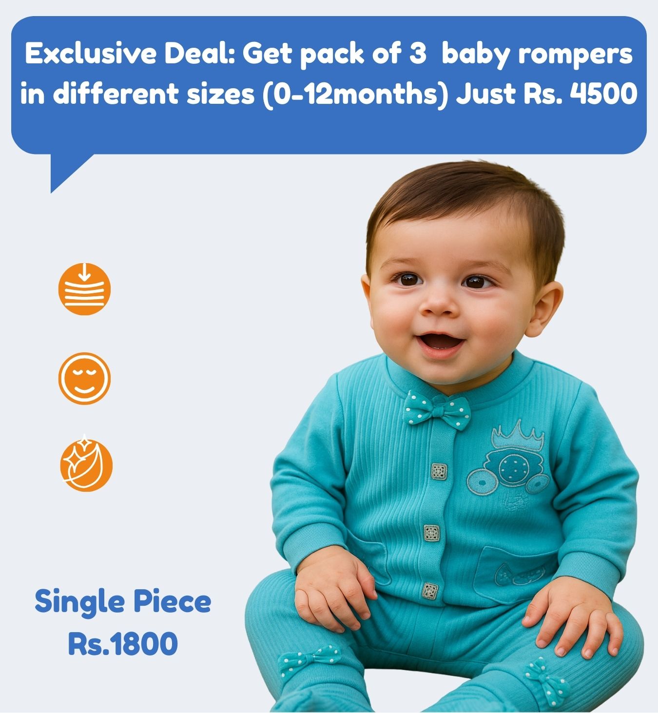 Zero Size Soft Peach Baby Romper Set with Cap – Carriage Embroidery & Bow Details - Azlan Mall